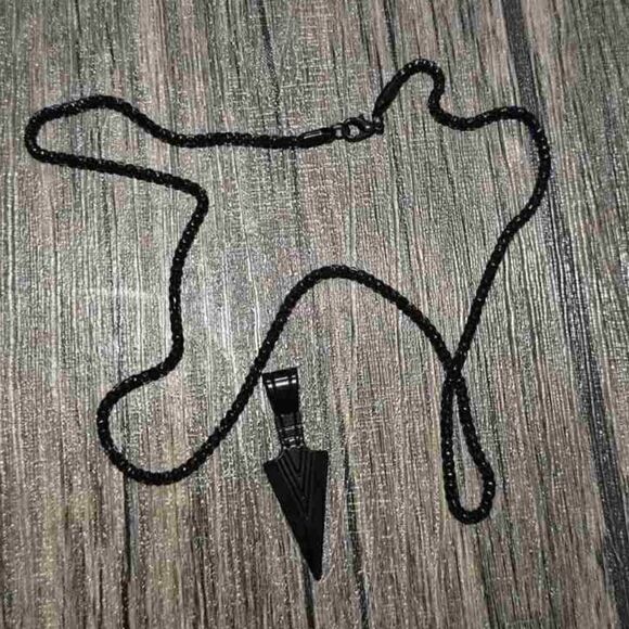 Arrow charm and necklace black zinc allow men’s - Picture 6 of 7
